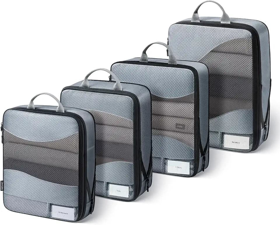 TOPEAST Compression Packing Cubes 4 Set Suitcase Organizer Bags for Travel