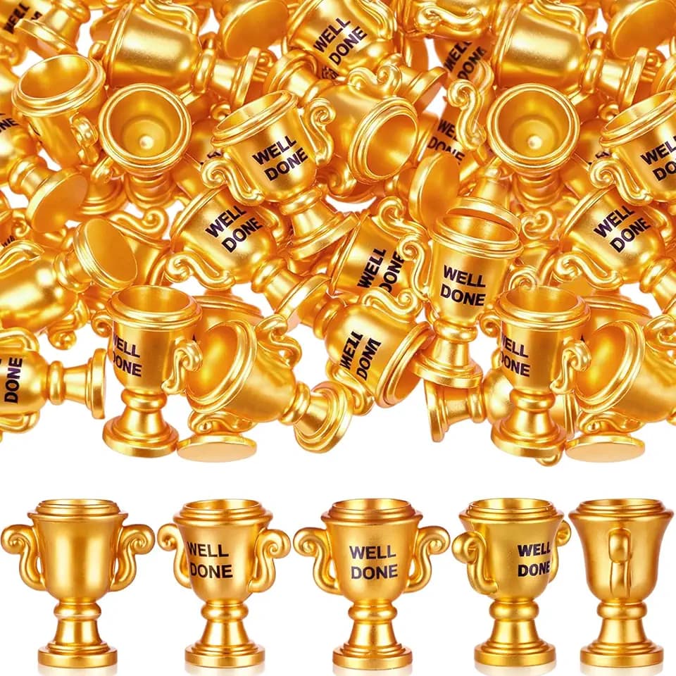 Leinuosen 50 Pcs Well Done Mini Trophies Bulk Tiny Resin Award Trophies