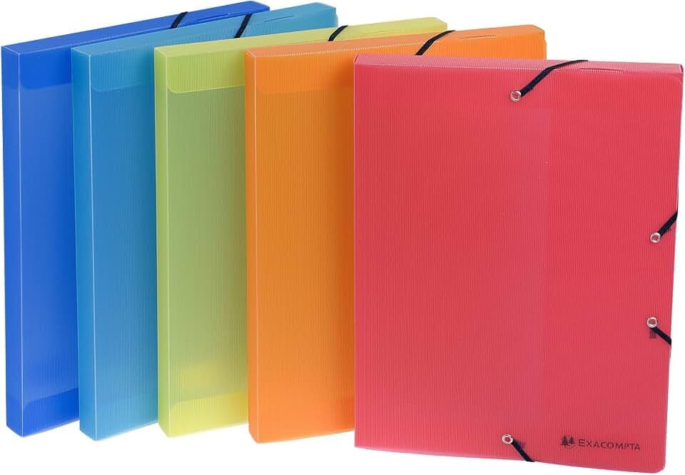 Exacompta 5967E Packung mit 17 Archivboxen Linicolor aus PP, strapazierfähig und robust, mit Gummizugverschluß, Rücken 25mm, farbig sortiert, 17 Stück