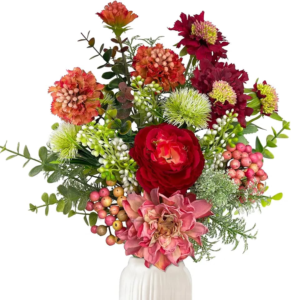YMIFEEY Kunstblumen wie Echt Künstliche Blumen Zweige Blumenstrauß (Rot)