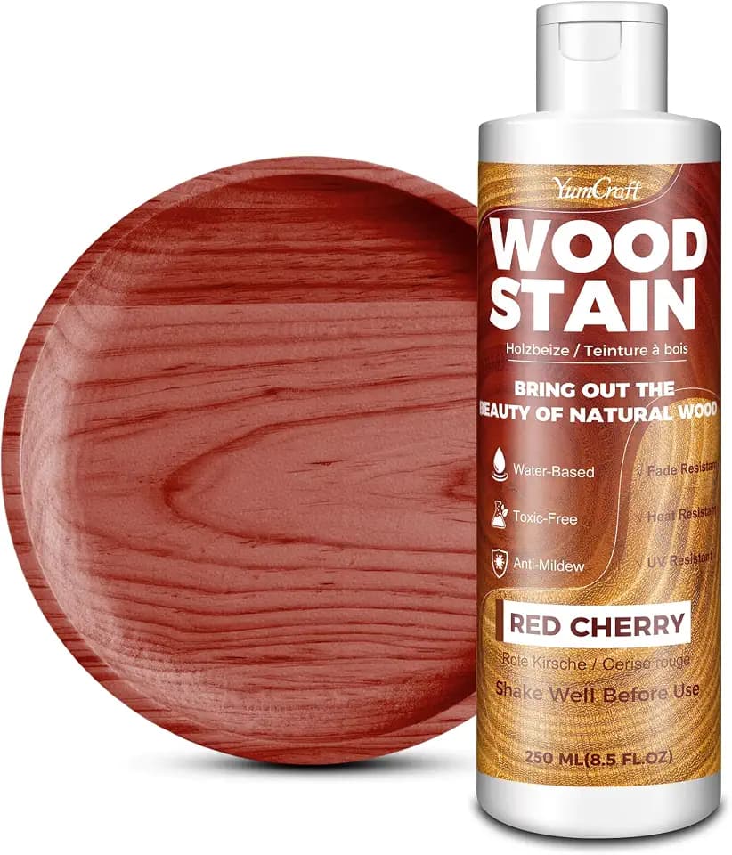 Water Based Wood Stain Red Cherry 8.5oz/250ml, Matte Fast Drying Stain, Low Odor Non-Toxic Indoor Outdoor Wood Paint for Furniture, Cabinet, Door, Window, Wardrobe, Paneling, Trim & Multiple Finishes