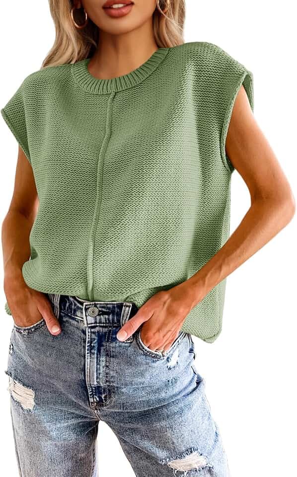 Saodimallsu Womens Fall Winter Sweater Vest Cute Cap Sleeve Tops
