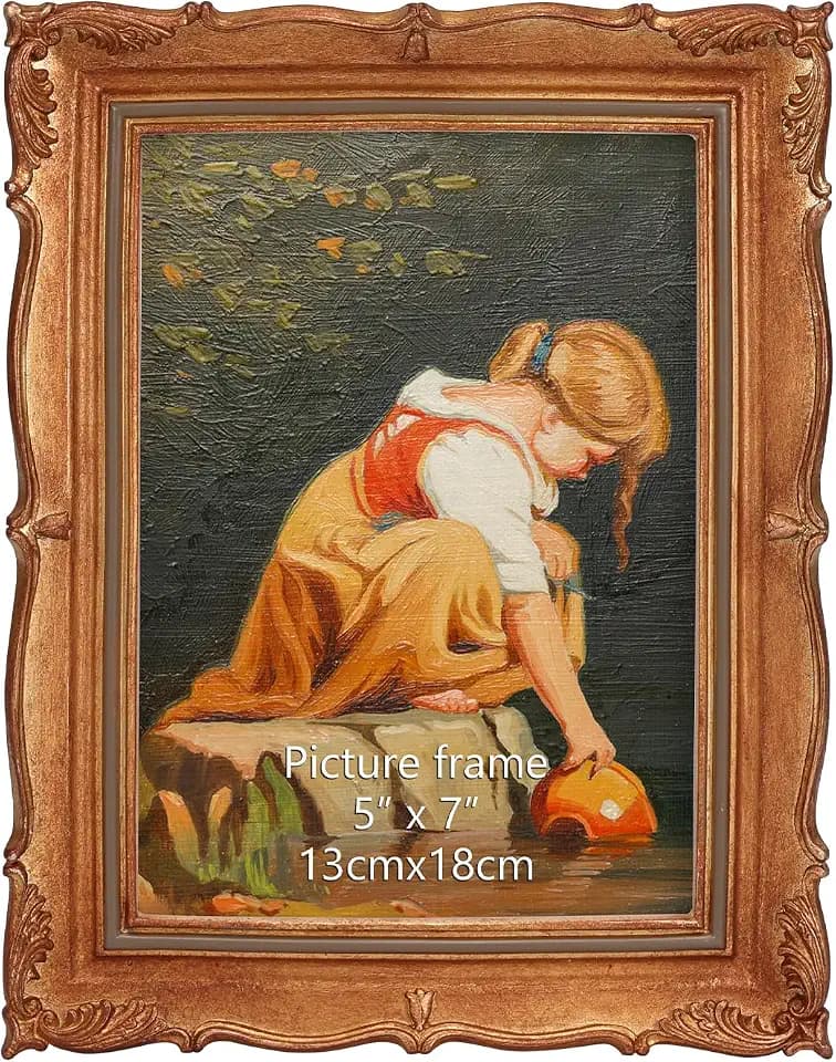 PHAREGE Vintage Picture Frame 5x7 with Mat for 4x6 Photo, Bronze