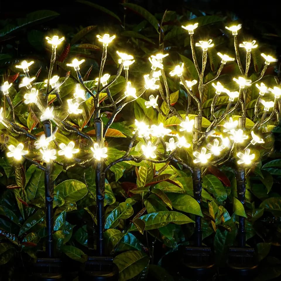4 Pack Solar Lights Outdoor Waterproof, Garden Lights Solar Flowers
