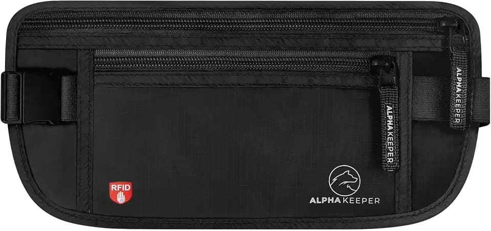 Alpha Keeper Money Belt for Travel Men Women Hidden RFID Passport Holder