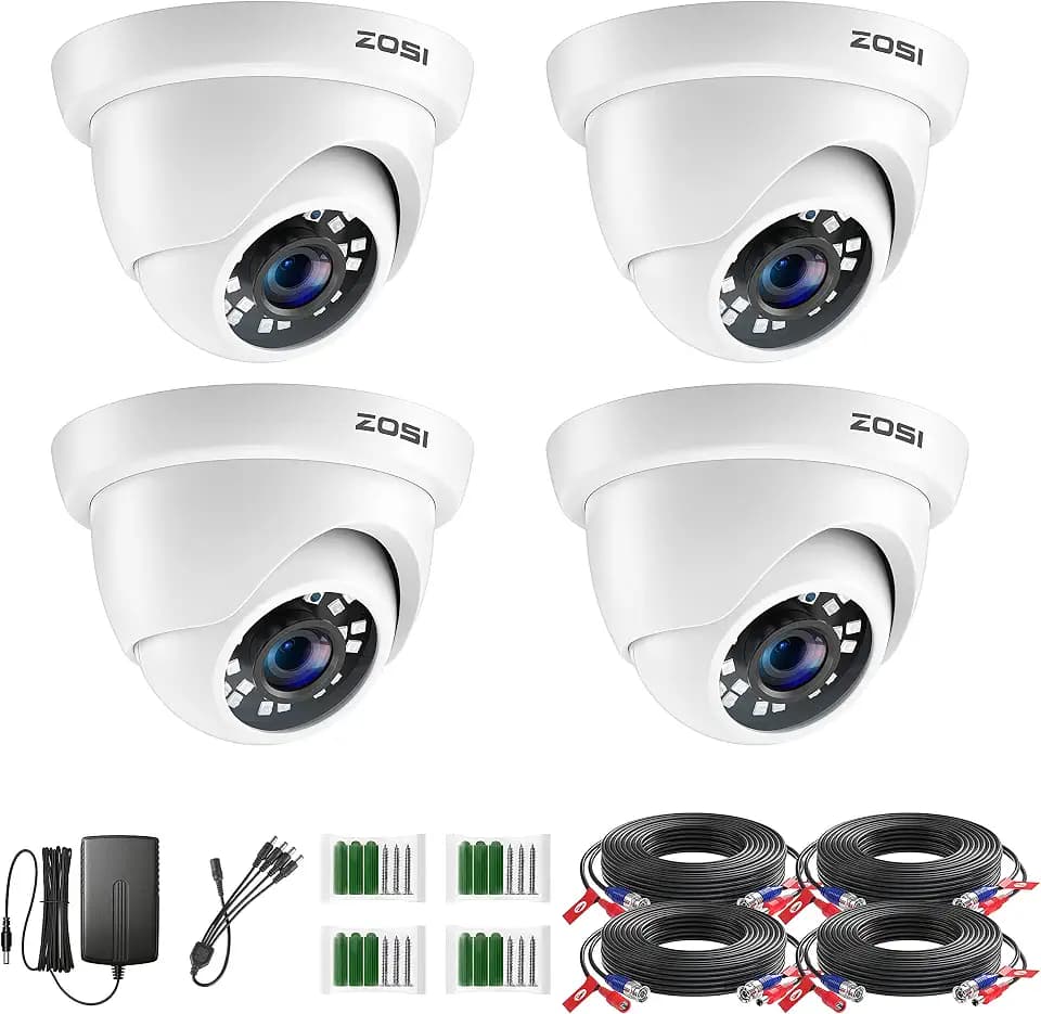 ZOSI 4 Pack 2MP 1080p HD-TVI Dome Security Camera Outdoor Indoor, 1920TVI