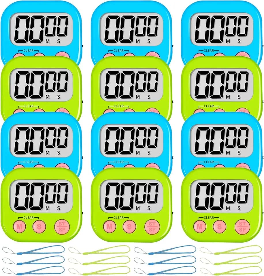 ZILLEEN Classroom Timer for Kids Teachers 12 Pack Digital Tmers Blue Green