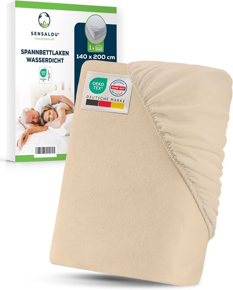Sensalou Wasserdichtes Spannbettlaken 140x200 cm - Beige Matratzenschoner