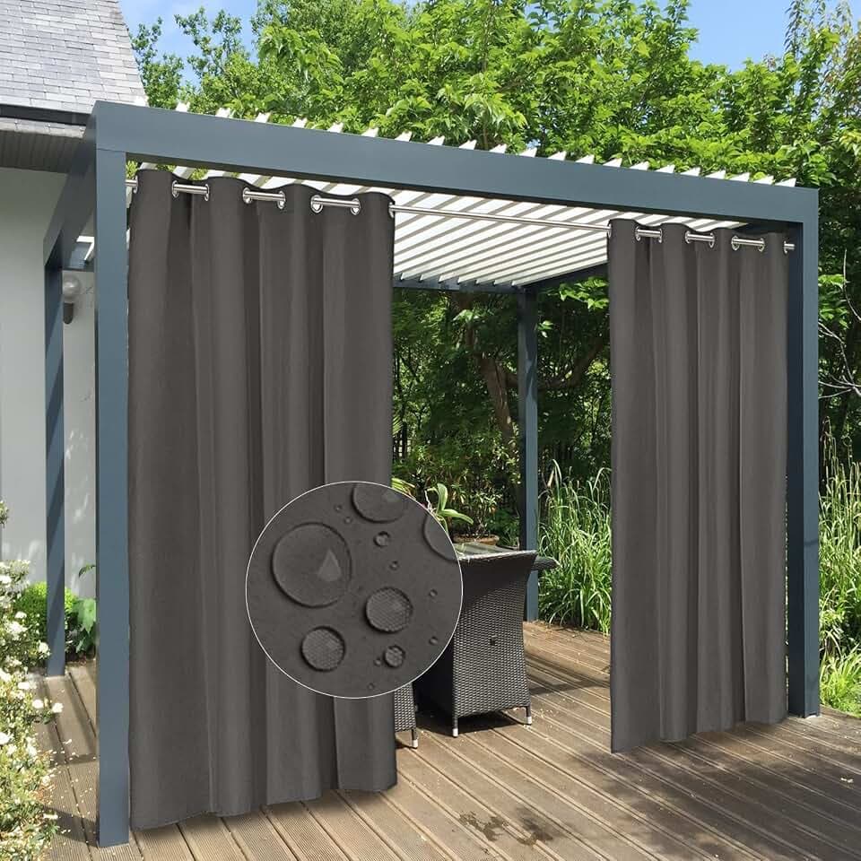 Easy-Going 100% Waterproof Outdoor Curtains 54x96 inch, Dark Grey