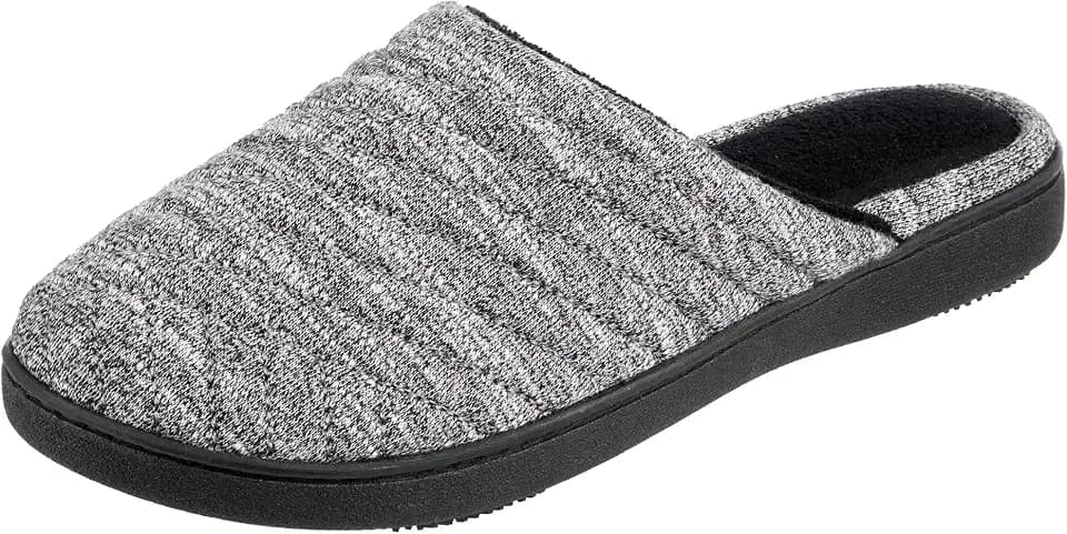 Isotoner Women's Premium Knit Slide Slippers - Moisture-Wicking Lining, Rubber Indoor/Outdoor Sole - Machine Washable House Shoes