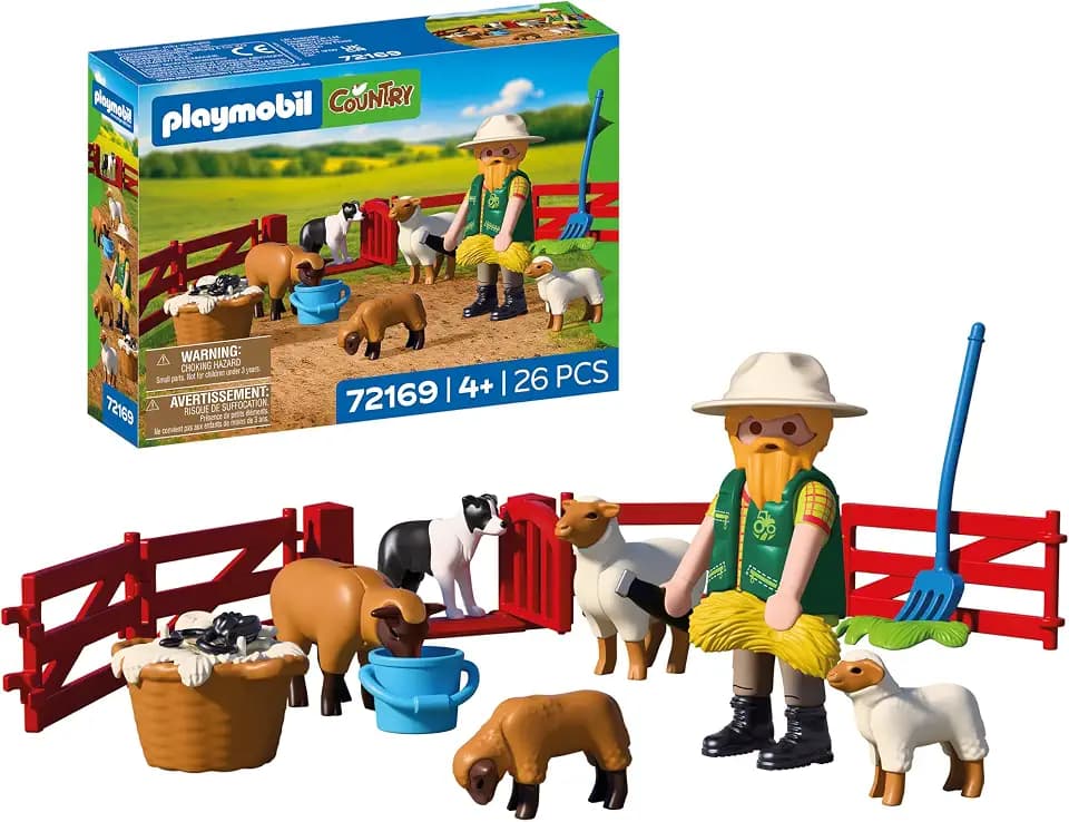 PLAYMOBIL | Country | Junger Schäfer | Schafsset mit Lämmern, Hütehund, Gatter & Zubehör | Für Kinder ab 4 Jahren | 72169