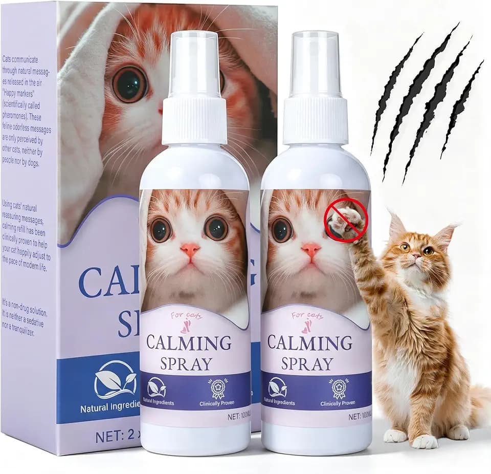 Cat Deterrent Spray，Natural No-Alcohol Cat Repellent to Prevent Scratching on Furniture, Sofas, Curtains - Safe Training Spray for Cats and Kittens， 2 * 3.5 fl.oz