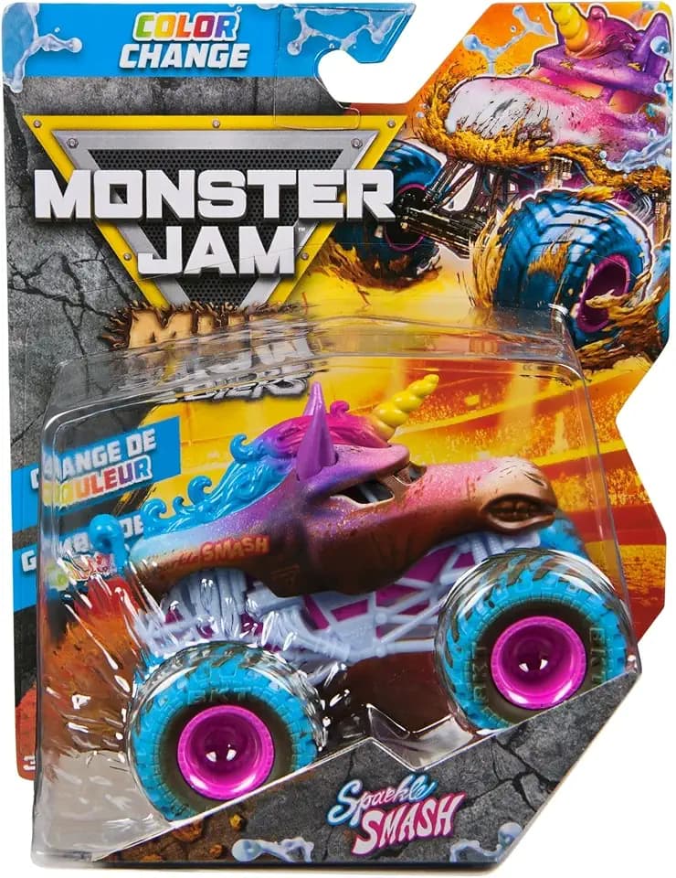 Monster Jam Mud Blasters Farbwechsel-Serie 2, Maßstab 1:64, Druckguss, Monstertruck Sparkle Smash