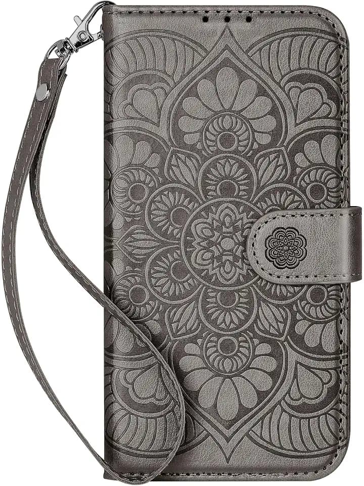 Wallet Case for iPhone 16 Pro Max,[RFID Blocking] 3 Card Holder Stand with Credit Card Slot PU Leather Magnetic Protective Flip Cover for iPhone 16 Pro Max (Gray)