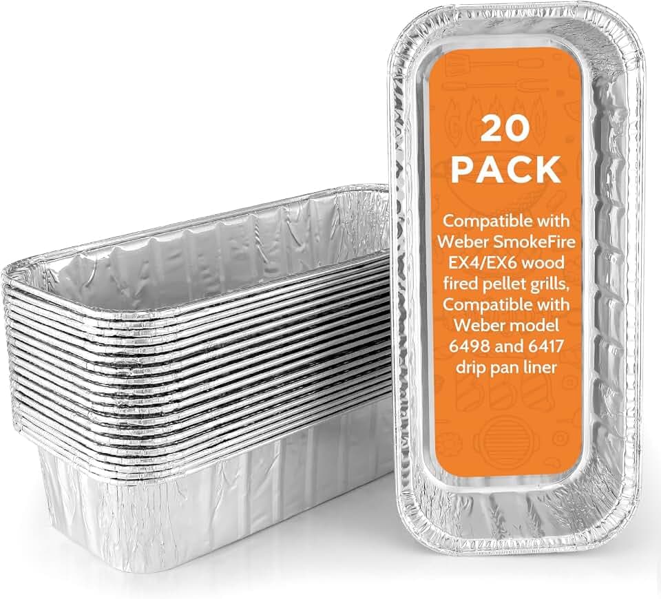 20 Pack Grill Drip Pans, Aluminum Foil Grease Catcher Liners 11” x 5”