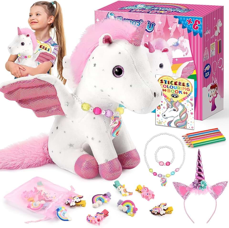 Tsokize Einhorn Geschenke für Mädchen, Einhorn Spielzeug ab 3-10 Jahre Mädchen Geschenke 3-9 Jahre Bastelset Kinder Spielzeug 3-9 Jahre Kuscheltier