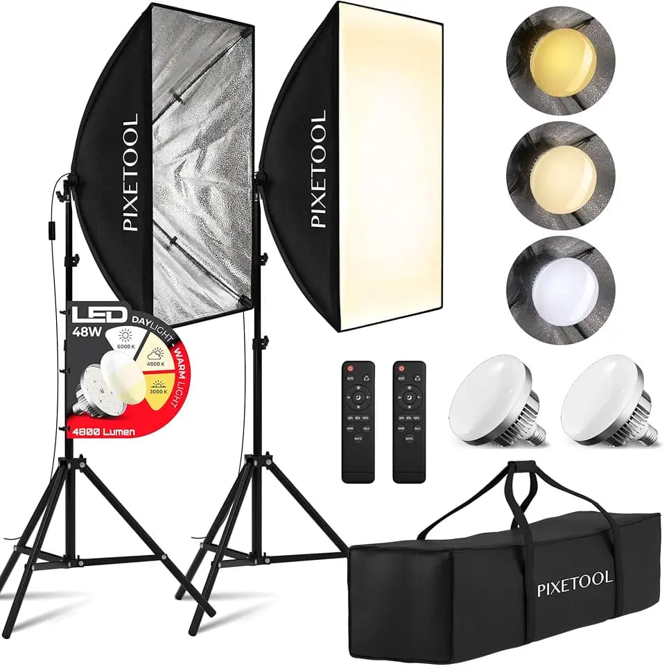 2 Softbox 70x50 cm Set - Fotostudio Softboxen - 2 LED Lampen