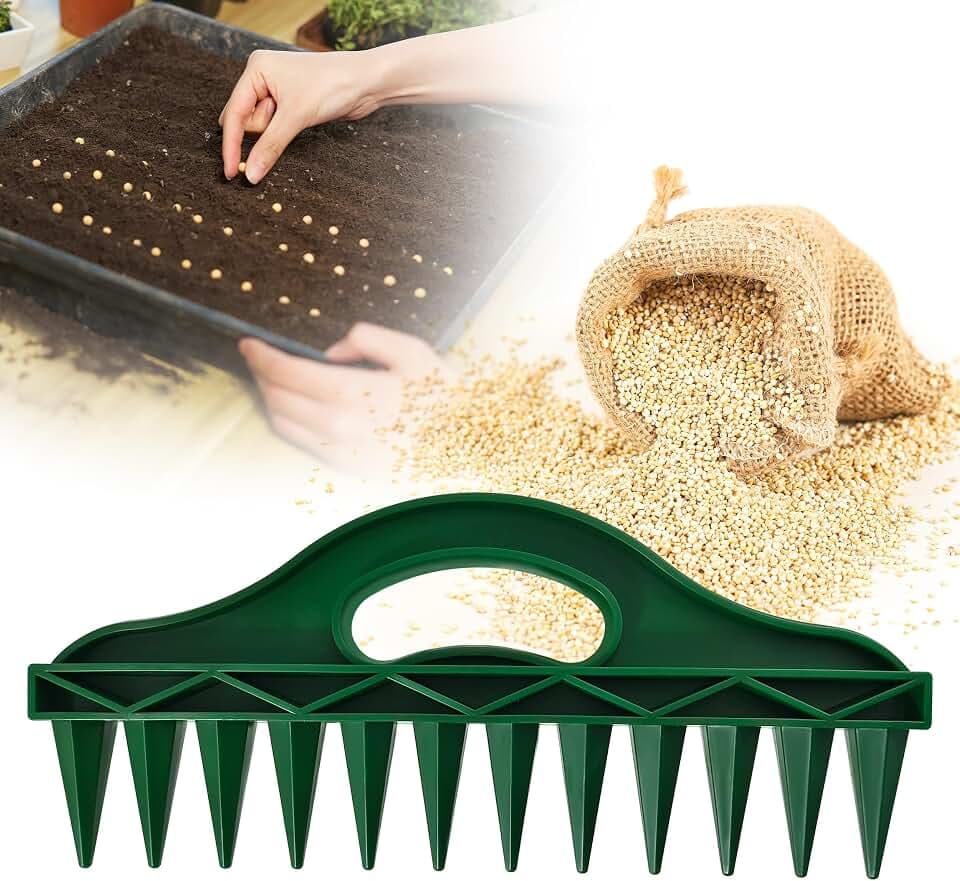 Row Seeder Tool for Seed and Seedling Spacing in Trays and Garden Rows Kit.