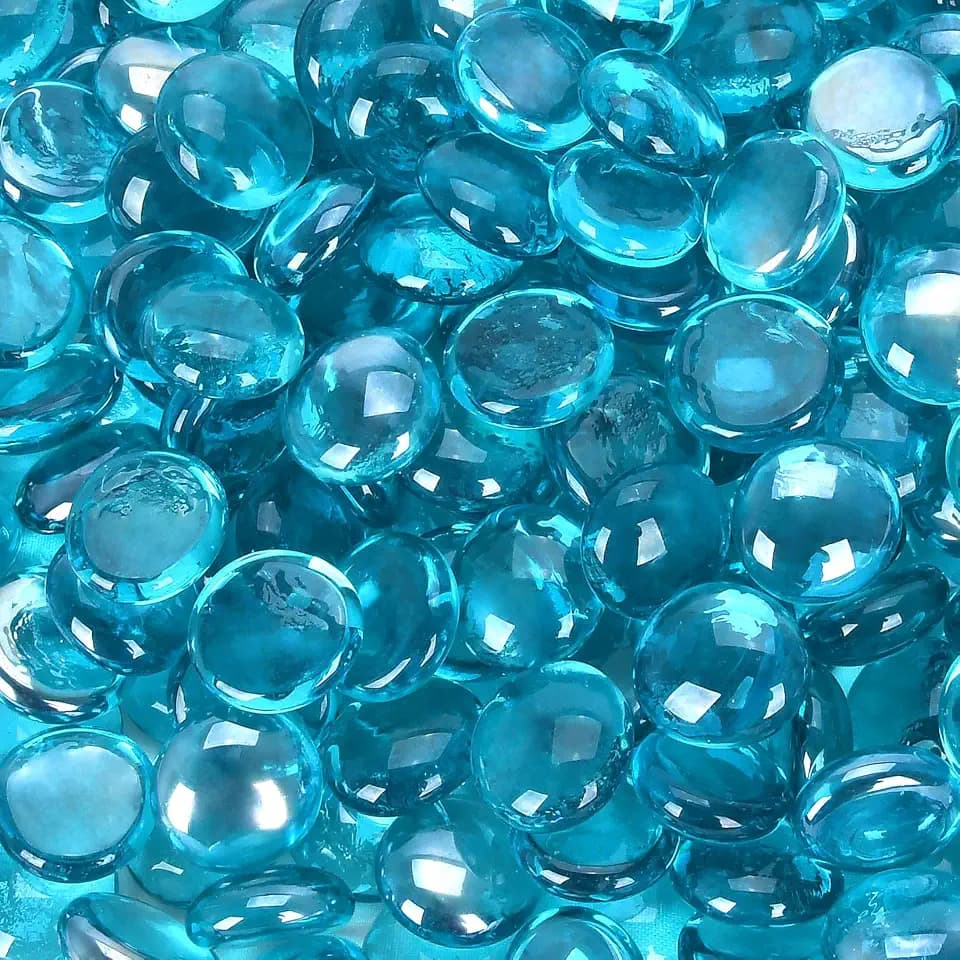 Fire Glass for Propane Fire Pit,Caribbean Blue Round Fire Pit Rocks 20lb