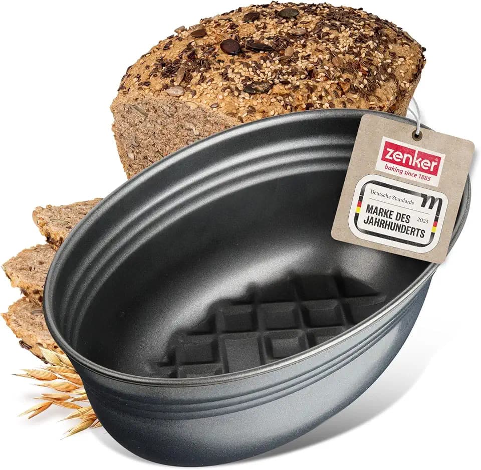 Zenker Brotbackform Black Metallic 2000 ml aus hochwertigem Stahlblech | Ovale Backform mit Waffelboden für optimale Backergebnisse, hitzebeständig bis 230 °C, Made in Germany