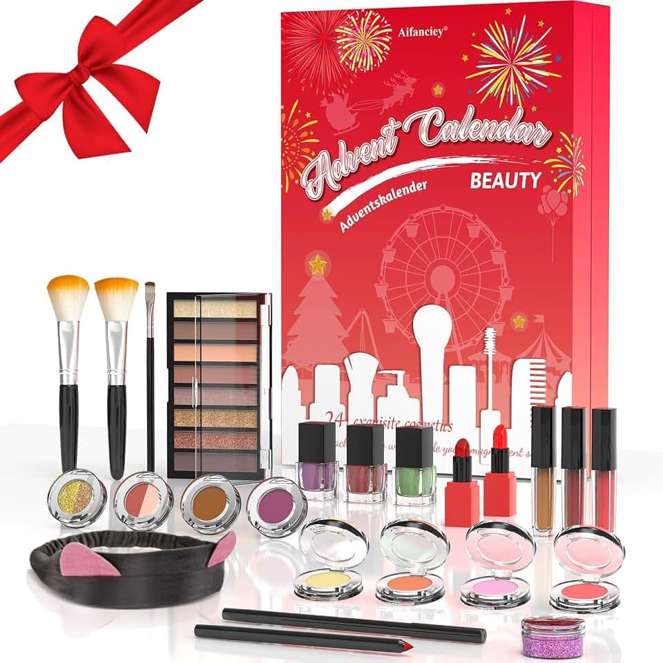 Beauty Adventskalender 2026 Mädchen mit Exquisite Kosmetik Geschenk 24 Tollen Beautyprodukten für Frauen Teenager Mädchen Für Eine Abwechslungsreiche Verwöhnende Und Stylische Adventszeit-24 Stück