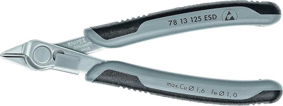 KNIPEX - 78 13 125 ESD Tools - Electronics Super-Knips, INOX Steel, ESD (7813125ESD), 5-Inch with Lead Catcher