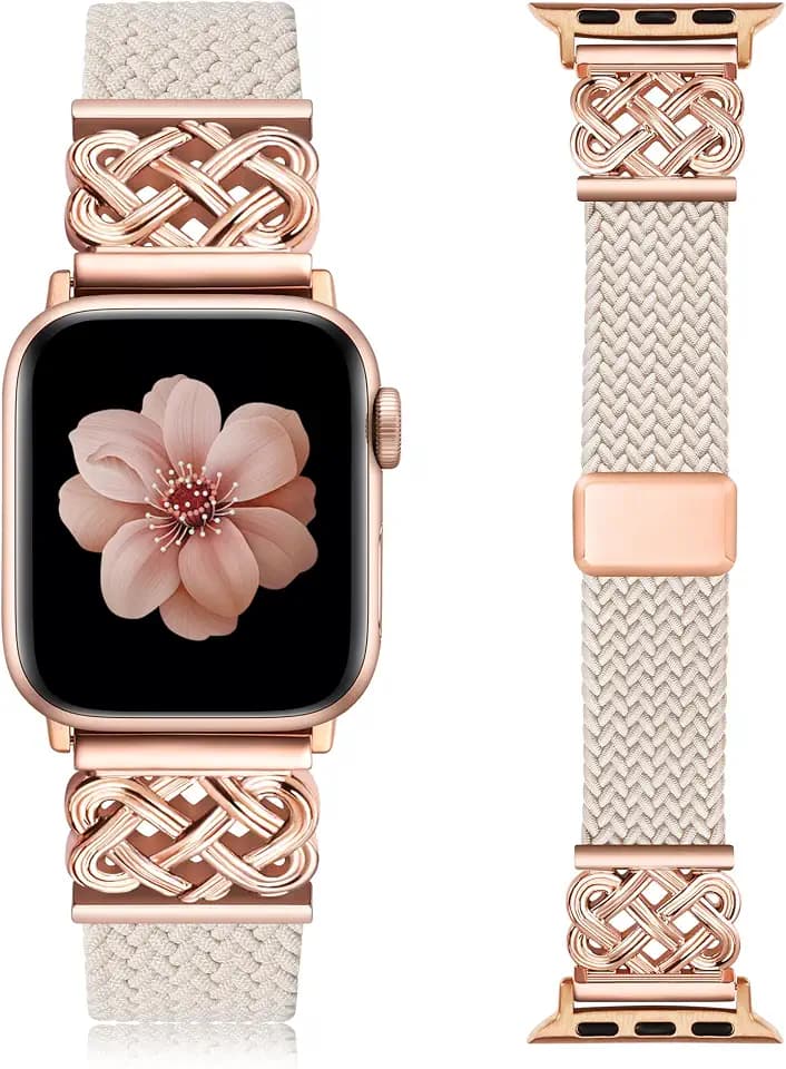 Braided Stretchy Band with Magnetic Clasp for Apple Watch Bands Women Men