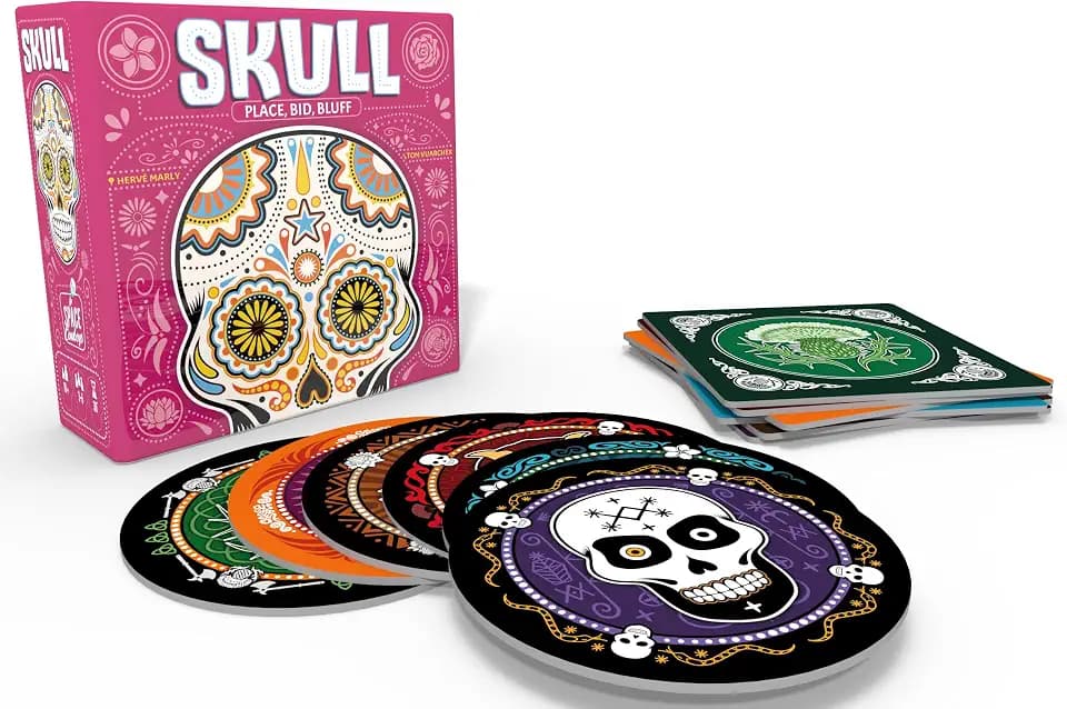 Asmodee Skull Bluffing & Bidding Party Game, 3-6 Players Ages 10+