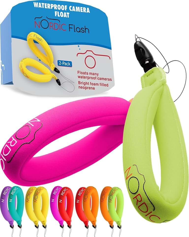 Nordic Flash Floating Wrist Strap (2-pack) for Phone & Action Camera - Compatible with GoPro Hero 13, Insta360 X4, DJI Action 5 Pro, OM System TG-7, Kodak PixPro WPZ2 & iPhone - Pink & Green