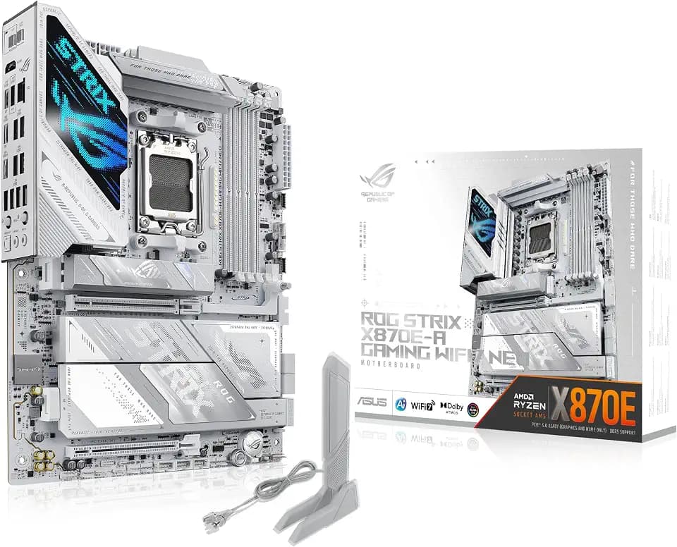 ASUS ROG Strix X870E-A Gaming WIFI7 NEO AM5 ATX Motherboard, DDR5, DIMM Fit, WiFi 7, 5Gb LAN, PCIe 5.0, 4X M.2, 2X USB4, EZ PC DIY, AIO Q-Connector