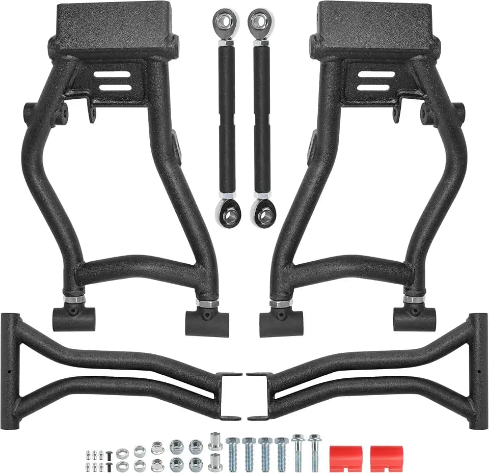 Rear Upper & Lower A-Arms for 2009–2014 Polaris RZR S 800 & 2010–2014 RZR 4 800, High Clearance Adjustable Suspension Arms, Wrinkle Black Powder Coated Steel