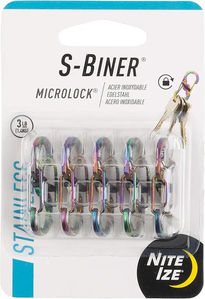 Nite Ize S-Biner MicroLock Stainless Steel - Micro-Sized Dual Carabiner for Keys, Pet Tags & Small Accessories - Center Locking Lever - Twist-to-Lock