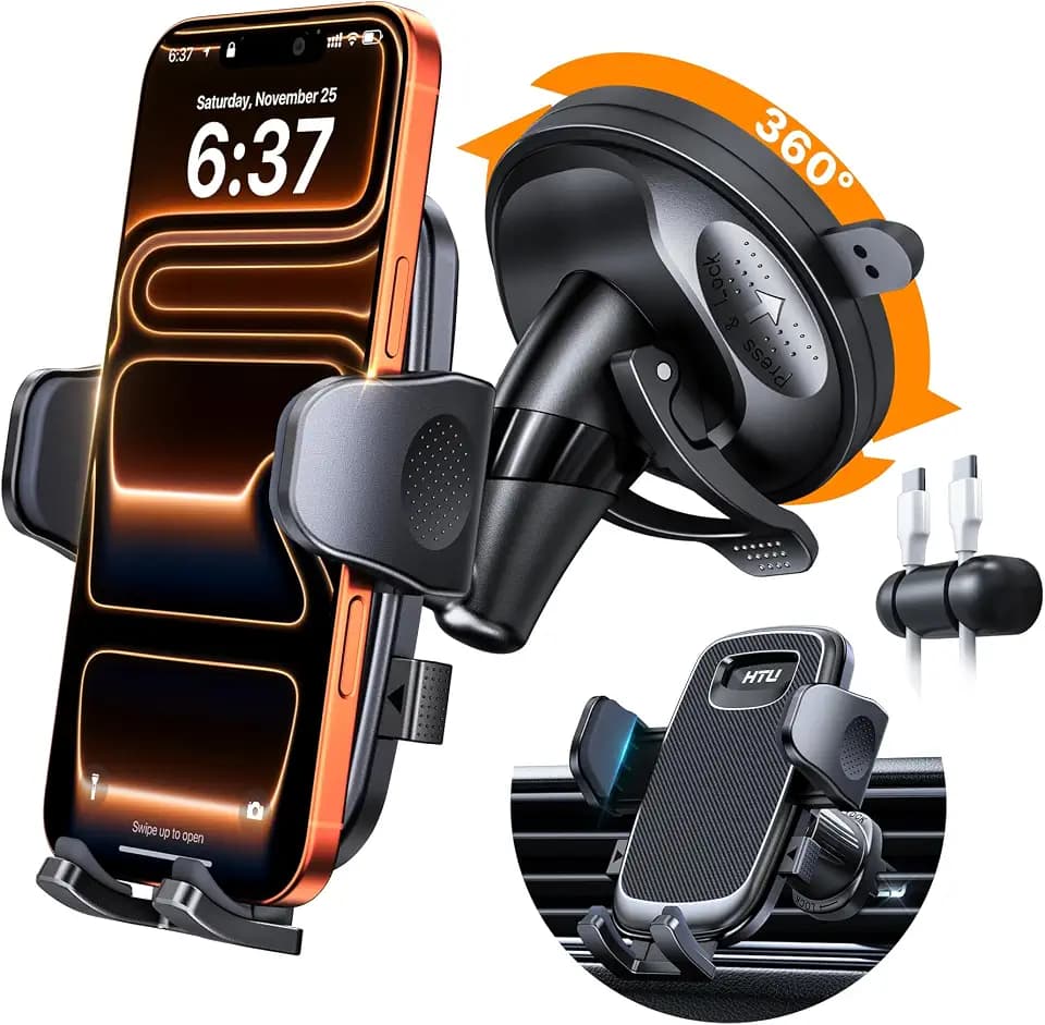 HTU 2026 Latest Upgrade Military-Grade Anti-Shake 90+LBS Car Phone Holder