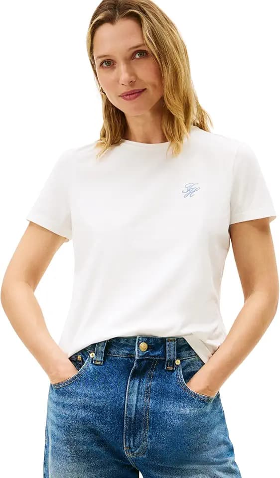 Tommy Hilfiger Damen Th Script Reg C-nk Ss Tee Ww0ww47809 S/S T-Shirt (1er Pack)