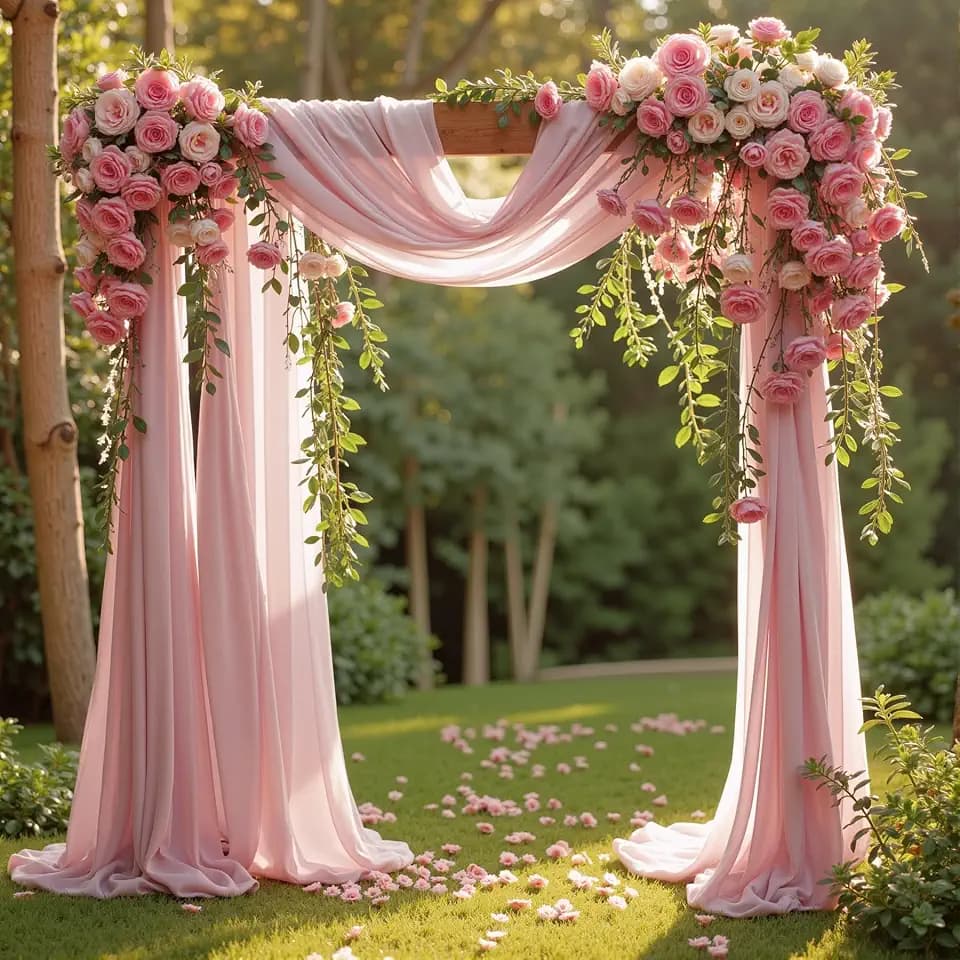 Wedding Arch Draping Fabric, 1 Panel 18FT Dusty Rose Sheer Backdrop Curtain Chiffon Fabric Drapery Voile Scarf Draping Panels for Wedding Archway Ceremony Curtain Valance Party Decoration
