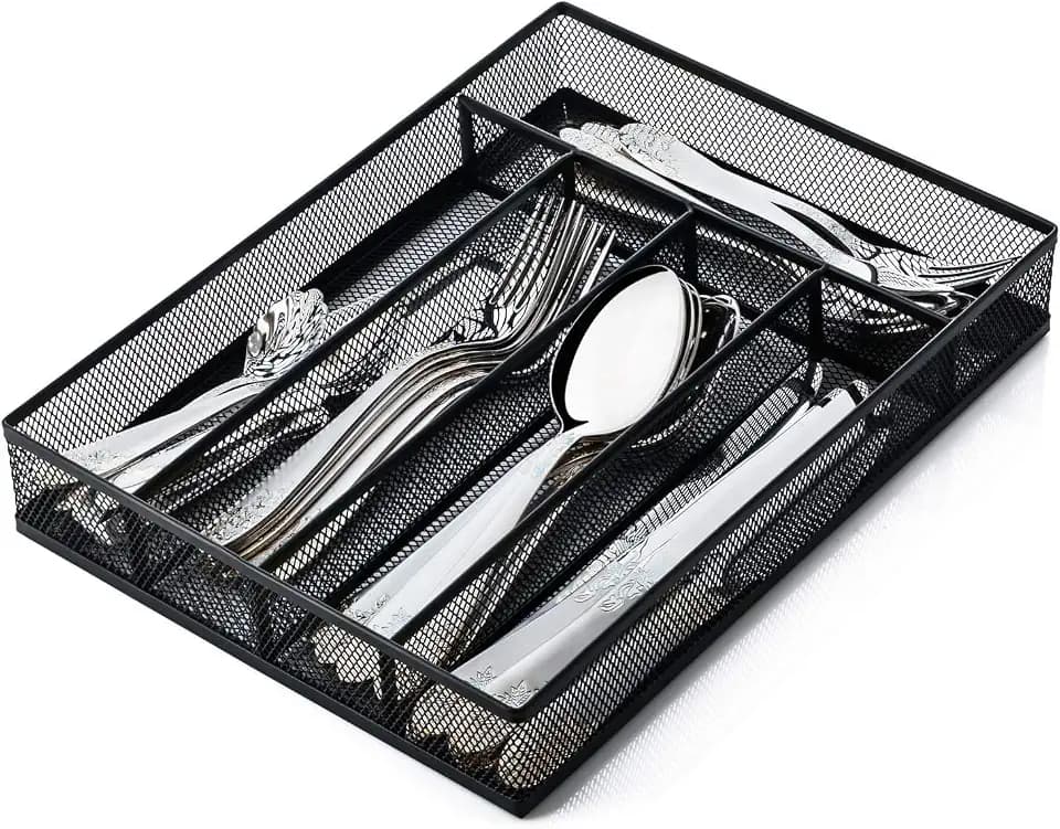 Sedegn Mesh Silverware Tray for Drawers: 5‑Compartment Utensil Organizer