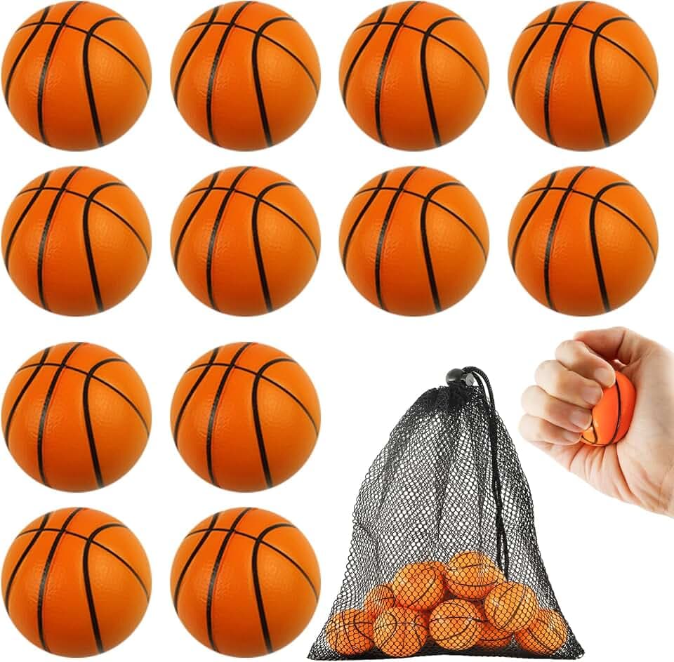12 Stück Stressball, Mini Sportbälle Antistressball Basketball Stressbälle