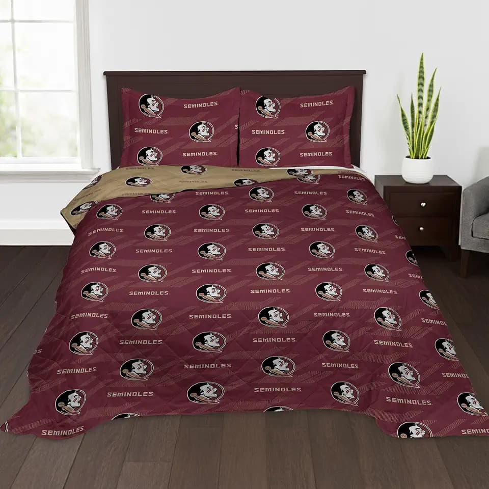 NCAA Florida State Seminoles Quilted Throw Blanket Set, 90 x 90 in