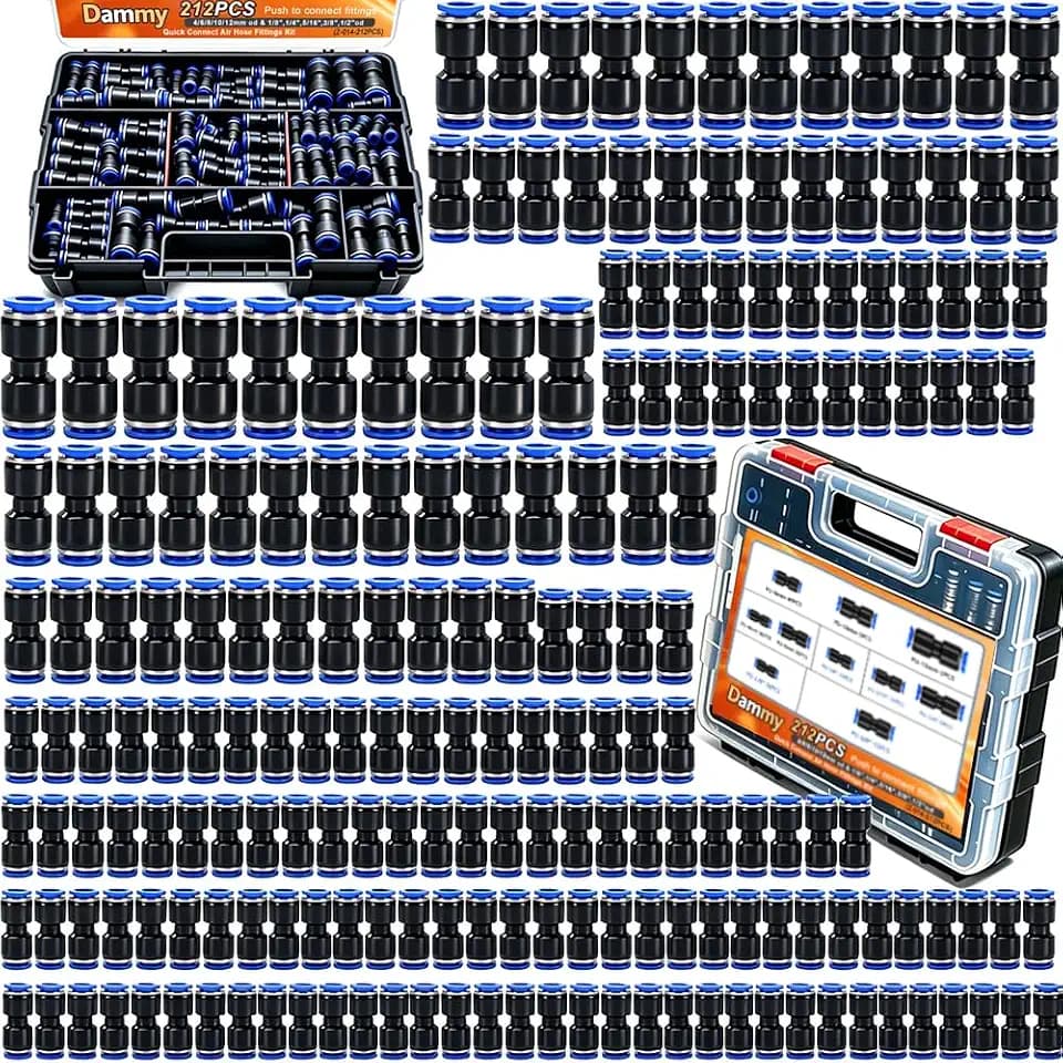 Dammy 212PCS 10 Sizes Push‑to‑Connect Pneumatic Air Fittings Kit