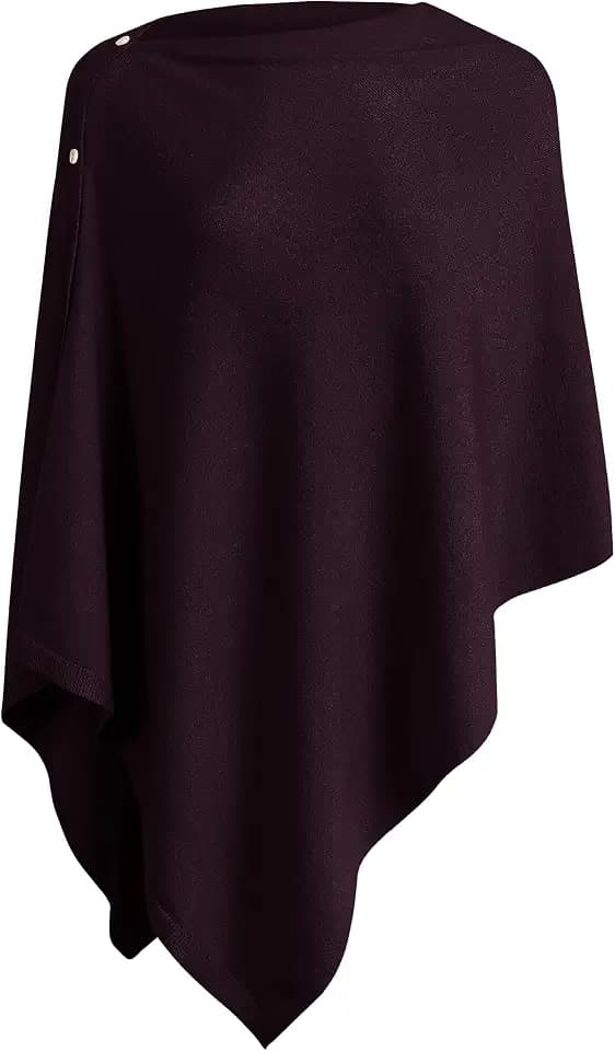 PULI Women's Versatile Knit Shawl Poncho Sweater Button Scarf