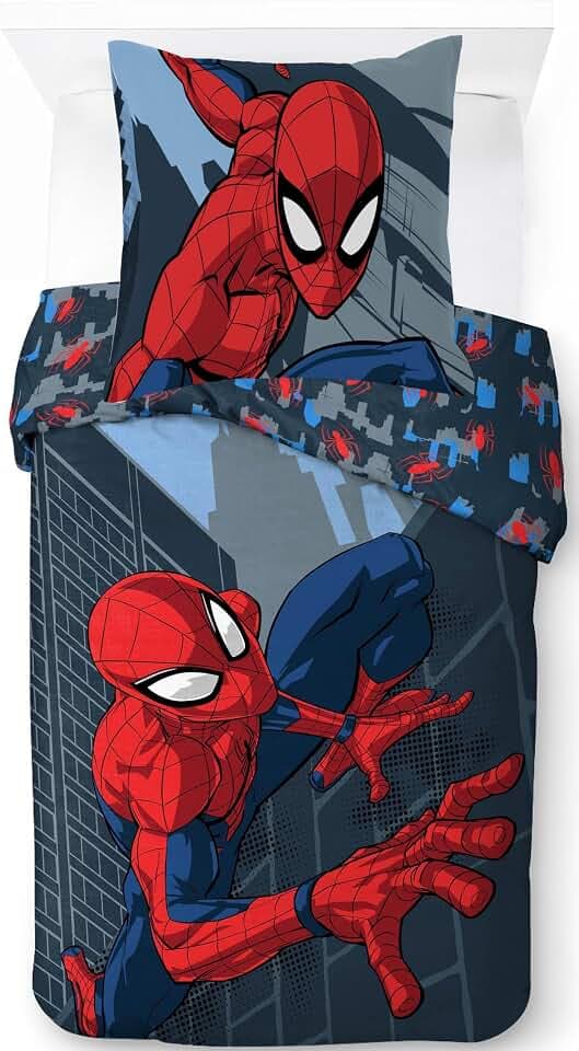 Jay Franco Marvel Spiderman Bettwäsche-Set – Superweiche Kinder-Bettwäsche mit Kissenbezug, NUR BETTBEZUG (Füllung Nicht enthalten), Dunkelblau, 2-teilig Einzelbett