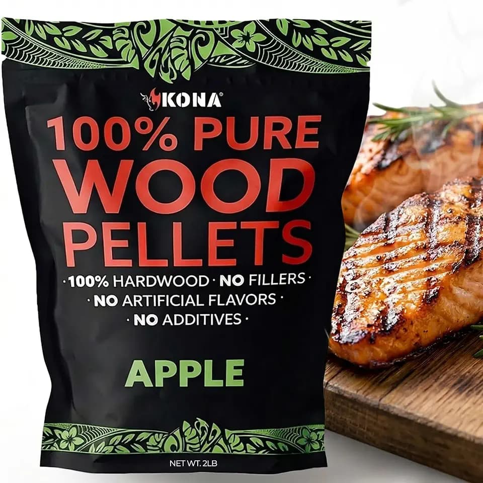 Kona 100% Apple Smoker Pellets, Intended for Ninja Woodfire Outdoor Grill, 2 lb Resealable Bag