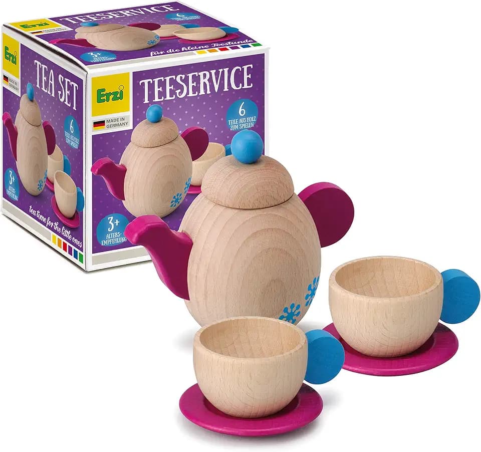 Erzi 10649 Teeservice aus Holz, Kaufladenspielzeug für Kinder