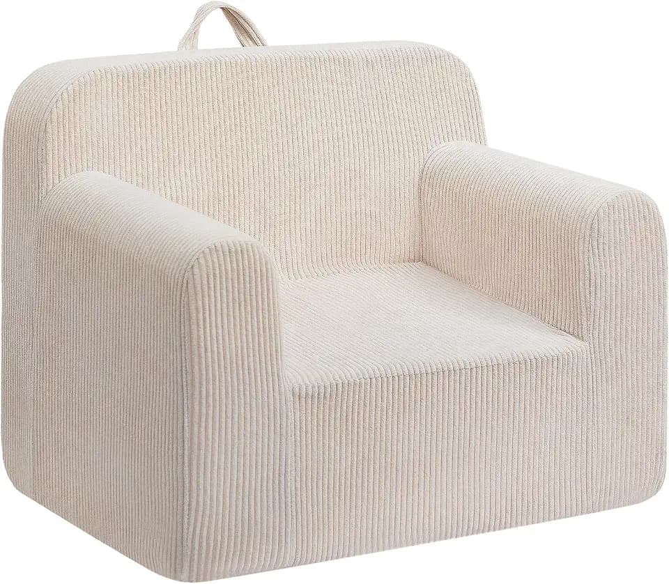 BEJOY Kindersofa, Ultraweicher Schaumstoffgefüllter Kindersessel, CordBeige