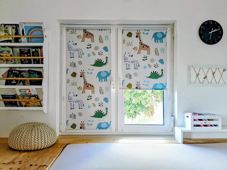 Seitenzugrollo Thermo Klemmfix-Rollo mit Motiv Zoo (B 130 x H 150)