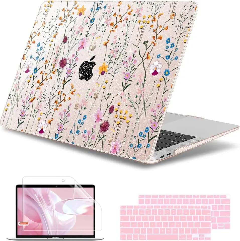 May Chen Compatible with MacBook Air 13 inch Case 2022 2021, 2020-2018 Release Model: M1 A2337 A2179 A1932, Plastic Hard Shell Case Cover for Mabook Air 13 inch with Retina Dispaly, Summer Flowers