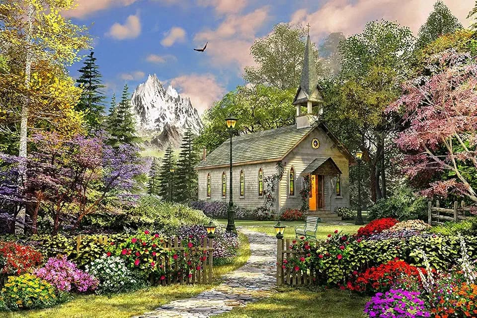 Springbok Mountain View Chapel 500 Piece Chapel Jigsaw Puzzle for Adults