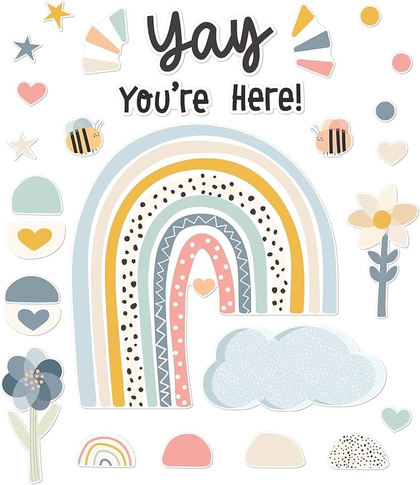 Carson Dellosa We Belong Boho Rainbow Welcome Bulletin Board Set, 76-Pieces