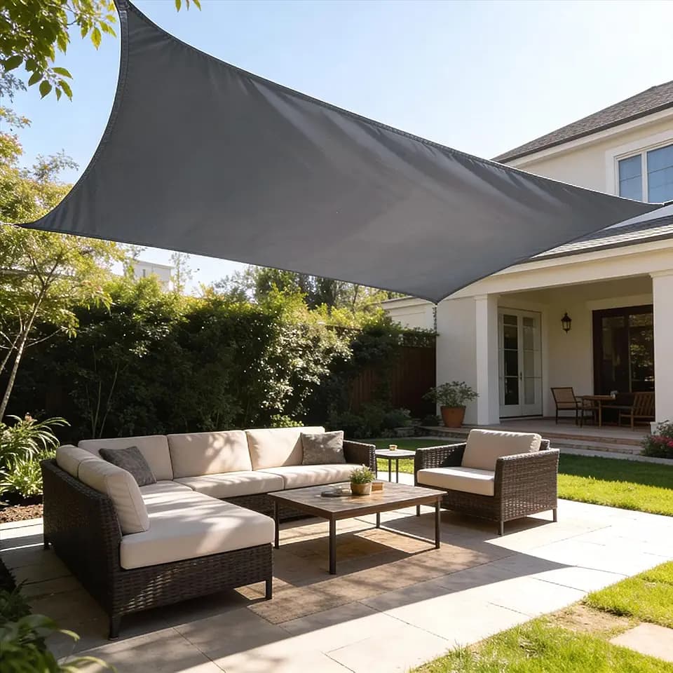 HAIKUS Sonnensegel Wasserdicht Rechteckig 2x3m Sonnenschutz Wasserabweisend Premium PES Polyester mit UV Schutz für Balkon Garten Terrasse Grau