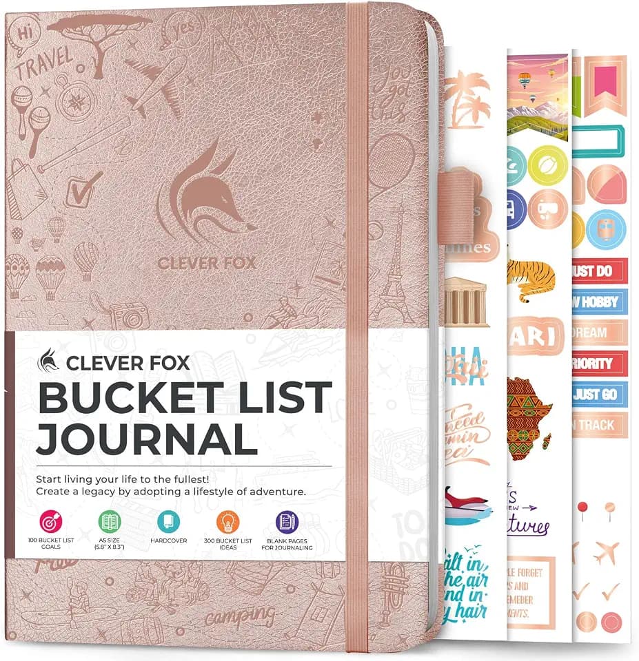 Clever Fox Bucket List Journal, Travel Planner 5.8x8.3, Rose Gold